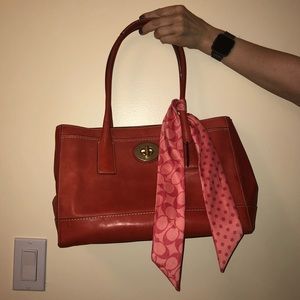Redish/Orange leather Coach shoulder bag